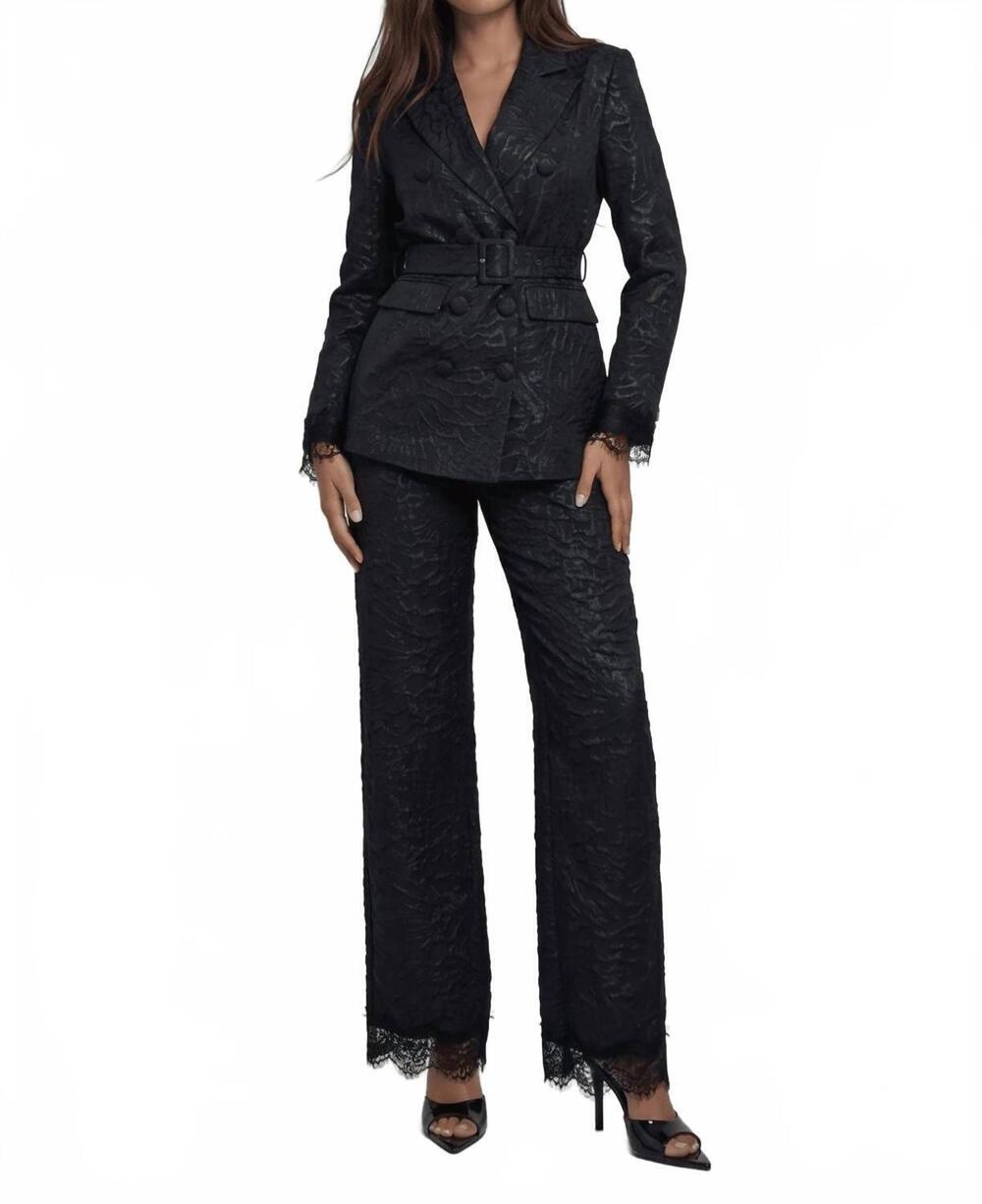 NEW AKALIA maison jacquard belted blazer in black
